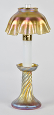 L.C. Tiffany Gold Favrile Candlestick Oil Lamp