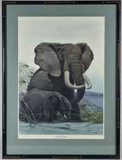 John A. Ruthven  Lithograph "African Elephants"
