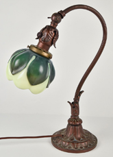 Art Deco Desk Lamp With Flower Form Shade