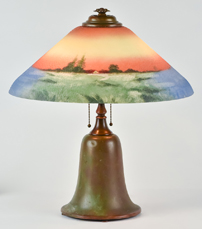 Arts & Crafts Reverse Painted Table Lamp