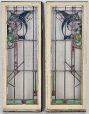 Pair of  Arts & Crafts Stain Glass Windows