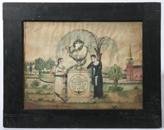 1820 ASA PHELPS MOURNING WATERCOLOR