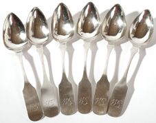 SIX W. BAILEY, JR. COIN SILVER SPOONS