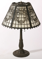 MILLER LAMP CO. METAL OVERLAY TABLE LAMP