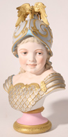 BISQUE PORCELAIN BUST OF CHILD IN ARMOR