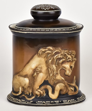 Nippon Humidor with Molded in Relief Lion & Snake