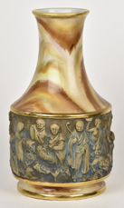 Rare Nippon Vase with Molded in Relief Oriental Figures