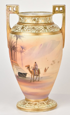 Large Nippon Vase with Man on Camel in Desert Scene