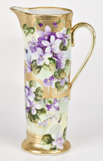 Nippon Tankard with Gold Beadwork & Violets