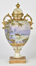 Nippon Scenic Bolted Covered Urn with Horses