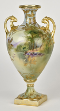 Nippon Scenic Bolted Urn with Gold Decoration