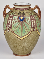 Nippon Vase with Enameled Egyptian Motifs