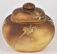 Nippon Covered Jar with Heavy Gold Florals