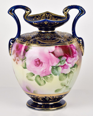 Nippon Cobalt Blue Vase with Gold Decoration