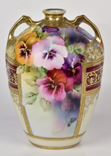 Nippon Vase with Pansy Decoration