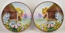 Pair of Nippon Plaques with Horse in Barn