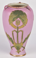 Nippon Pink Vase with Coralene Decoration