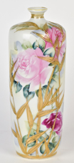 Nippon Vase with Roses and Gold Leaves
