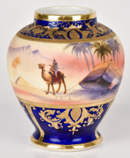 Noritake Cobalt Blue Vase with Man on Camel Scene