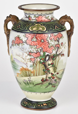 Nippon Scenic Vase with Enamel Work