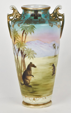 Scarce Nippon Scenic Vase with Kangaroos